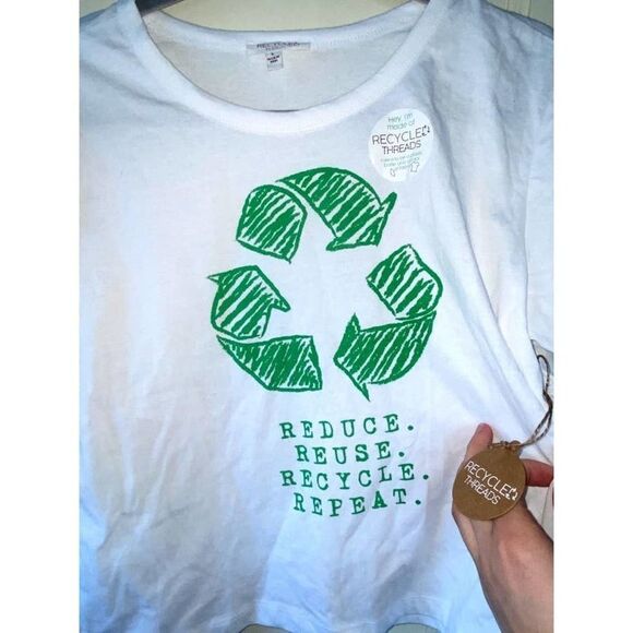 Recycle Threads Tops - NWT Reduce Reuse Recycle Cropped Shirt